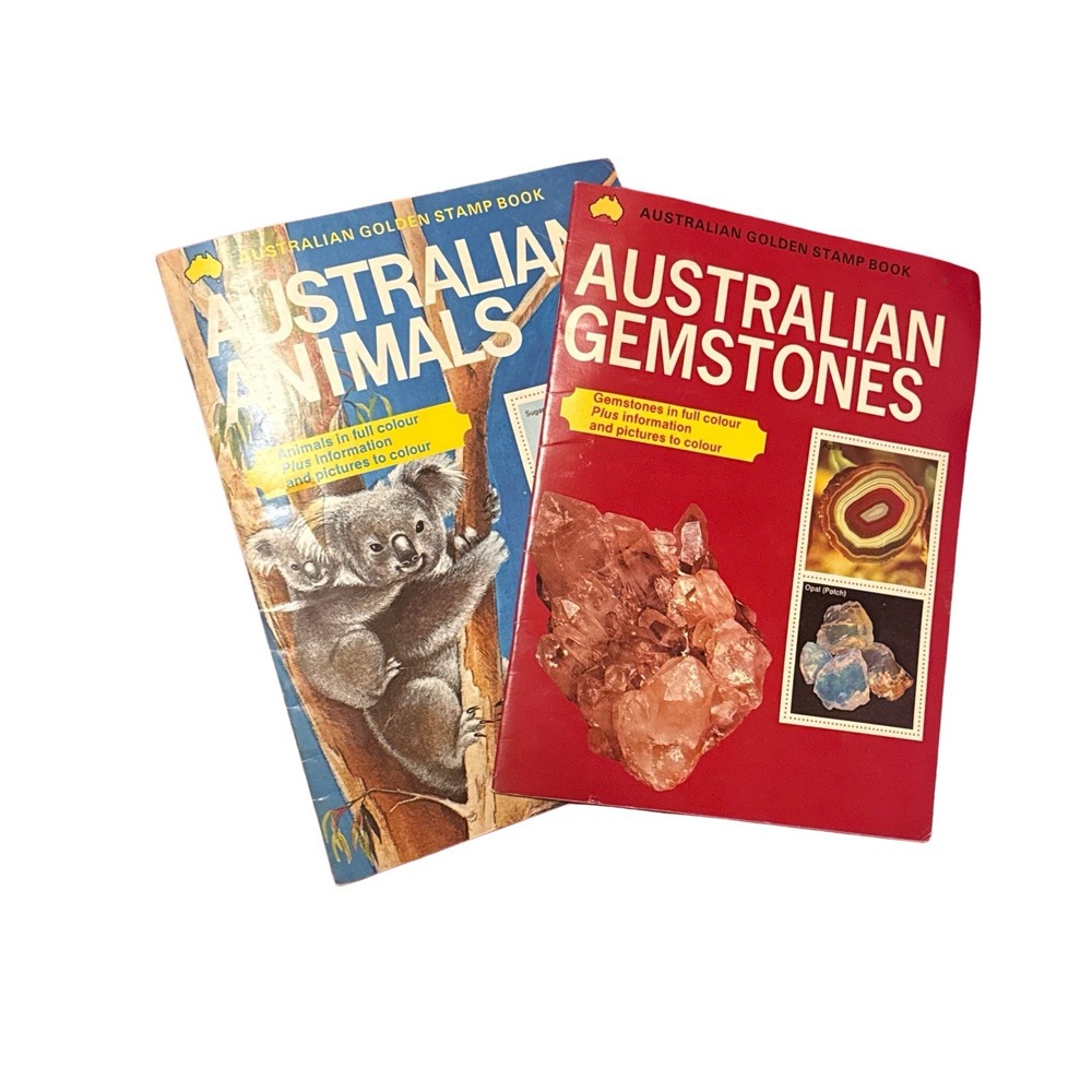 Australian Gemstones & Animals Lot Of 2 Golden Stamp Books 1971 Illustrated Used